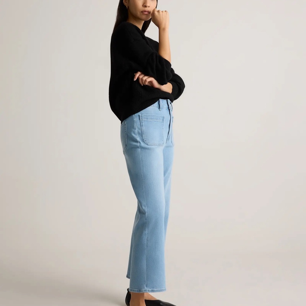 Quince Bella Stretch Patch Pocket Wide Leg Jeans - Picture 4 of 8